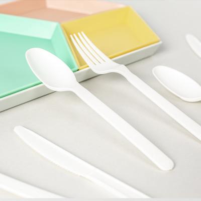 China Viable Biodegradable Individually Wrapped White Plastic Spoons Picosecond Cutlery Ice Cream Spoon Soupspoon Coffee Disposable Tea Spoon for sale