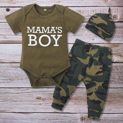 China 2020 Baby Clothes Cotton Short Sleeve Romper Camouflage Pants +hat 3pcs Casual Newborn Boy's Clothing Sets for sale