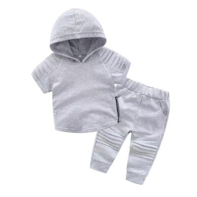 China Boys Clothing Set Casual Shorts Sleeves Hooded Shirt Pants 2pcs Clothing Set Kids Cotton Outfit for sale