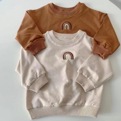 China OEM Autumn Baby Cotton Breathable Custom Hoodie Tops Kids Pullover Crewneck Sweatshirts Kids Solid Cotton Blouse for sale