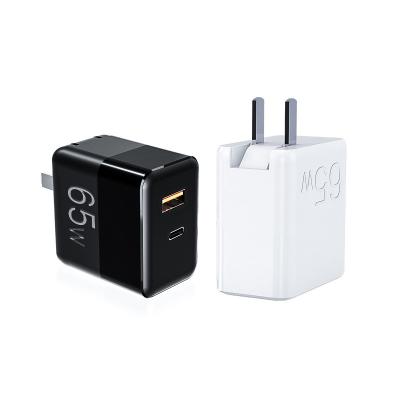 China RY-U65 Mobile Phone and Tablet PD QC3.0 Super Dual Port Wall SI GaN Adapter Quick Travel Charger 65W Fast Charging Adapter for Iphone and Tablet for sale