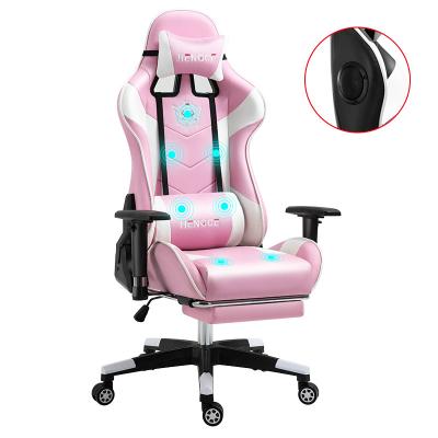 China (Size) China Best Gamer Chair Pink Massage Adjustable Wholesale Audio Gaming Chair With Footrest for sale