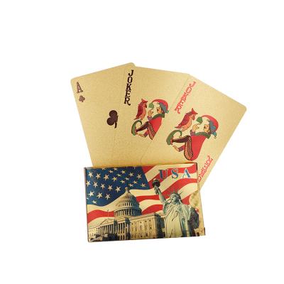 China Gold/Silver Foil + PET Core Gold Playing Cards USA Flag Design New Gold Foil Playing Cards for sale