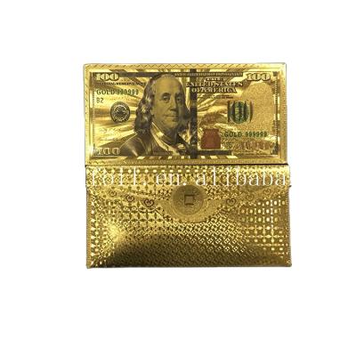 China High Quality Cheap Personalized Promotional Envelope Gold $100 US Dollar Gift Envelope Gold Foil Envelope for sale