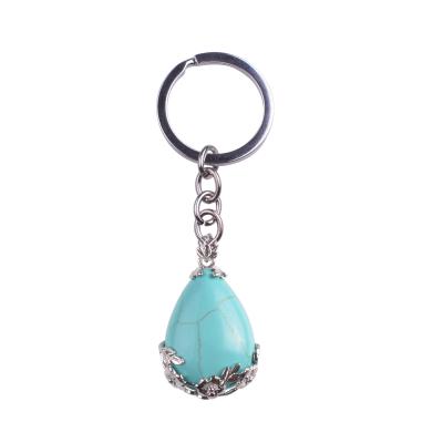 China Plum Stone Crystal Flower Drop Crystal Natural Water Turquoise Key Chain Pendant Jewelry for sale