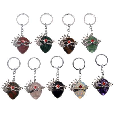 China Crystal Natural Crystal Amethyst Quartz Gemstone Fox (Silver) Pendant Keychain Dancing Chakra Healing Point for sale