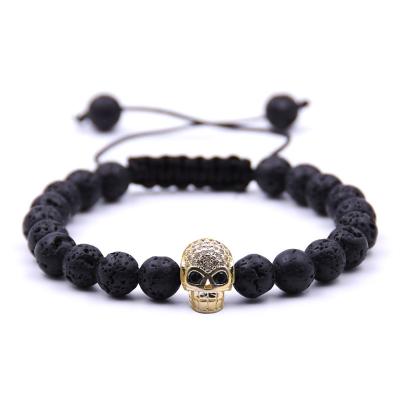 China BOHEMIA Mens Skull Bead Bracelets Natural Stone Bracelets 8Mm Bracelet Women Shape Jewelry Zircon for sale