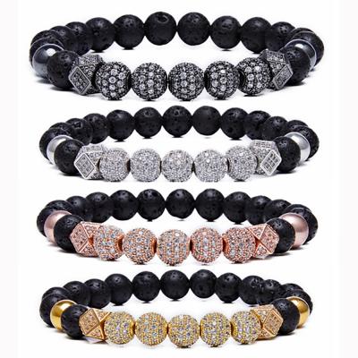 China Fashionable Micro Zircon Ball Bracelet Inlaid Volcanic Stone Aroma Diffused Yoga Men And Women Bracelet for sale