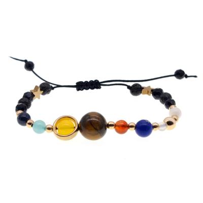 China Galaxy Nine Trendy Planet Universe Eight Bracelet Solar System GIFT JOYA Natural Lava Rock Beads Bracelet for sale