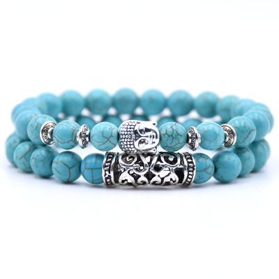 China Trendy Natural Stone Beads Bracelet Set Energy Yoga Buddha Beads Bracelet Lovers Valentine's Day Bracelet for sale