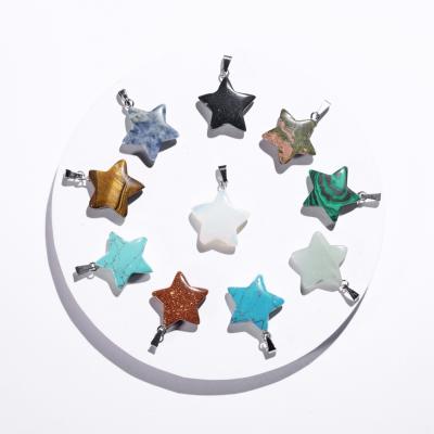 China Natural Vintage Stone Star Shape Healing Stone Pendant Chakra Crystal Gemstone Charms For Necklace Earring Bracelet Jewelry Making for sale