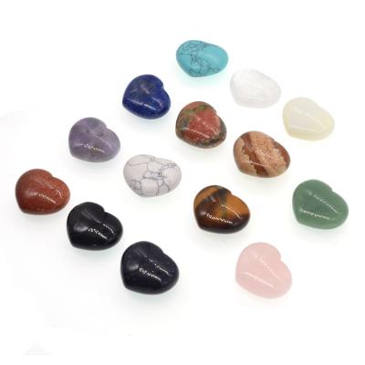 China Natural Gemstone & Crystal 32MM Chakra Reiki Healing Crystals Tumbled Heart Cabochon Stones Quartz CAB Beads For Decor Love Heart Collection for sale