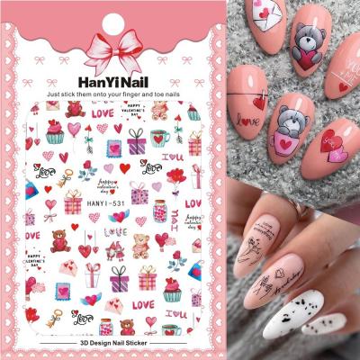 China New Fashionable 3D Valentine's Day Nail Stickers Valentine's Day Nail Stickers HANYI528-539 for sale