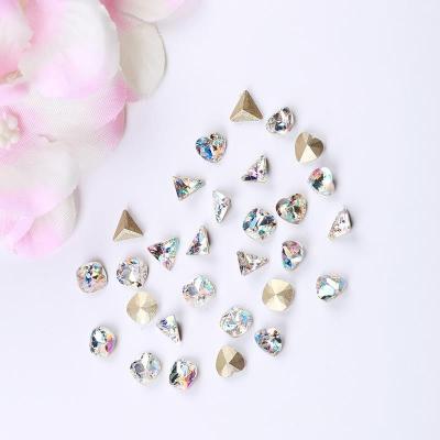 China Flat bottom ab shaped white glass nail accessories diy flat accessories white glass nail accessories various color ab drill decoration drill nail shapes for sale