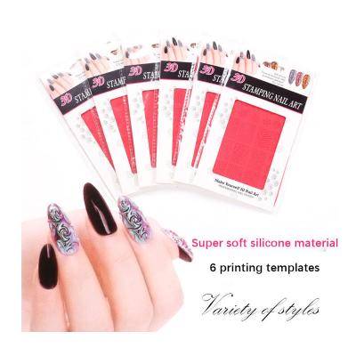 China Fashionable new product nail art silicone printing pattern, 3D embossed pattern in stock, a large selection of wholesale for sale