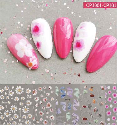 China Fashionable 5D Thin Hard Nail Art Stickers Spring Flower Nail Sticker Daisy Nail Art Stickers for sale