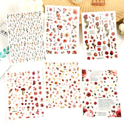 China New Fashionable Retro Flower Nail Art Stickers MG Ink Flower Nail Stickers for sale