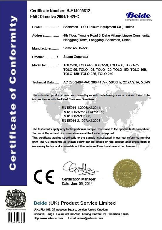 CE Certificate - Shenzhen TOLO Leisure Equipment Co.,LTD