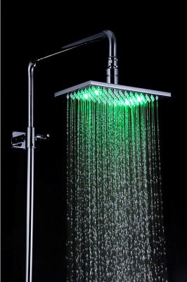 China Luxury Color Changing Rain Style Shower Head Stainless Steel 220 x 145 x 9.5mm for sale