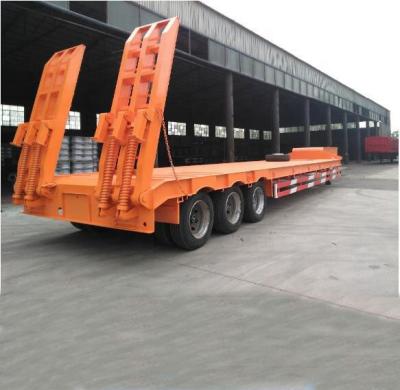 China Truck Trailer 70 Tons Factory Price 3 Axle 4 Axle 40ft Flat Bed Lowbed Semi Trailer Truck for sale