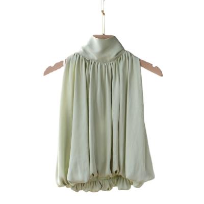 China Original Free Samples Anti-wrinkle Free Samples Hanging Neck Women's Silk Satin Sleeveless Shoulder Trimming Off The Shoulder Temperament 2022 Sling for sale