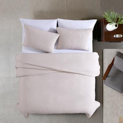 China Anti-static Warm Soft Luxurious Microfiber Bed Blanket Light Weight Stock Warehouse Style Modern Stripe Embroidery for sale