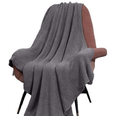 China 2022 New Design Wearable Pure Cotton Knitted Office Nap Leisure Knitted Super Soft Throw Blanket For Sofa for sale