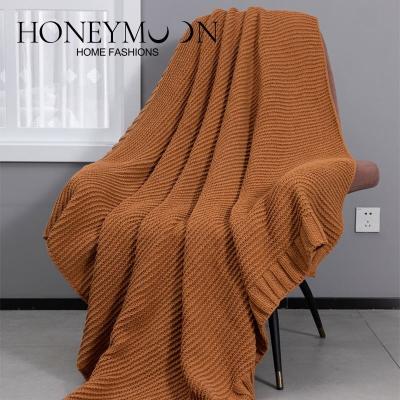 China Super Soft Wearable Textured Lightweight Knitted Blanket Solid Decorative Throw Blanket For Bed And Sofa for sale