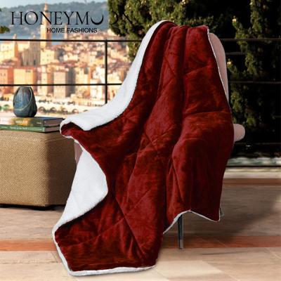 China Custom Folded Plush Flannel Sherpa Fleece Sofa Throw Blanket Blankets Bed Blanket For Winter Season for sale