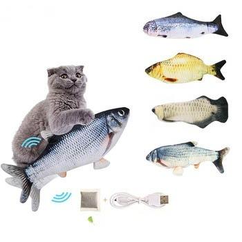 China Viable Soft Electronic Pet Fish Shape Cat Toy Electric USB Simulation Charging Fish Toys Funny Cat Chewing Game Cat Interactive Toy for sale