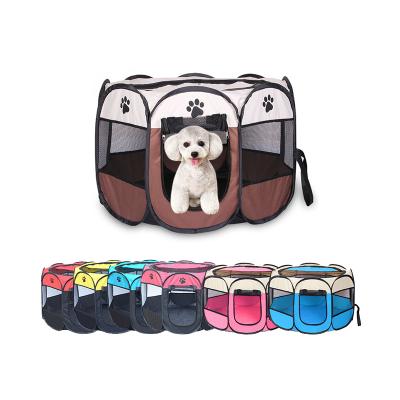 China Travel Pet Cage Folding Kennel Cage Cat Tent Playpen Puppy Kennel Easy Operation Octagonal Portable Pet Tent for sale