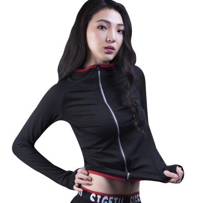 China New Black Women Anti-sweat Yoga Coat Running Fitness Women's Jogger Yoga Breathable Top for sale