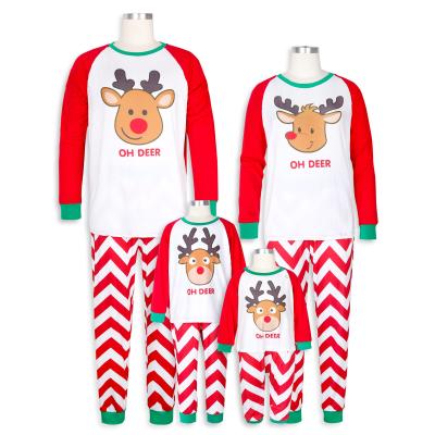 China 2021 PJ Thermal Christmas Family Holiday Christmas Tree Matching Pajamas Printed Sleepwear With Plaid Bottom for sale