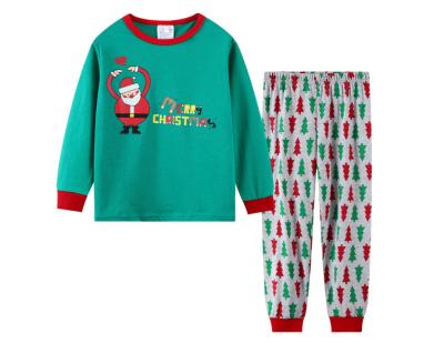 China Thermal Pajamas Kids Christmas Holiday Christmas Tree Sleepwear PJ Printed Sleepwear With Plaid Bottom for sale