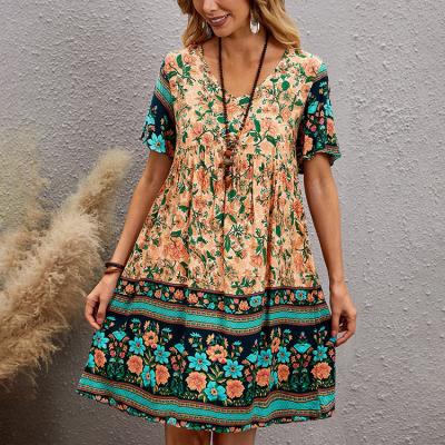 China 2022 New Stain Hot Selling Summer Viable Casual Women's Printed Chiffon Loose Dress for sale