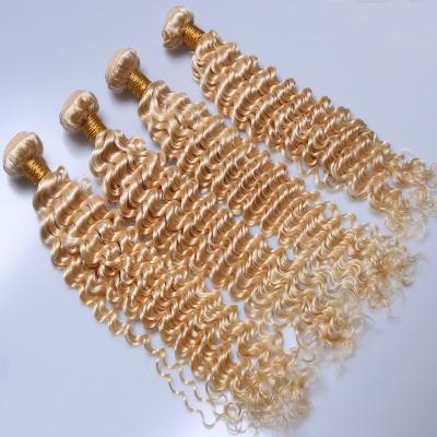 China 2020 Wholesale Water Wave Blonde Human Virgin Hair , 613 Deep Wave Russian Blonde Bundles With Headband for sale