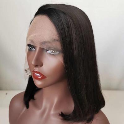 China Cuticle Aligned Side Parting Color Natural Peruvian Swiss Lace Hair Short Straight Wig 150% Silky Straight Wave for sale