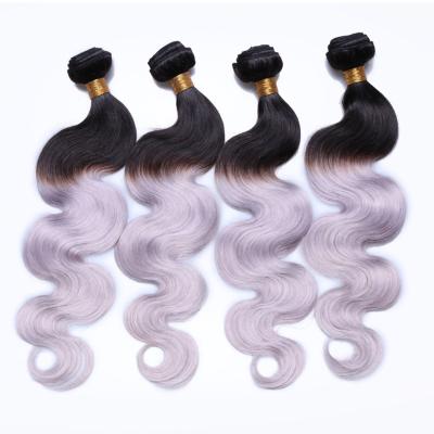 China Malaysian Raw Unprocessed Silver Gray Body Wave Wholesale 8a Grade Ombre Hair Extensions for sale