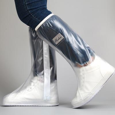 China Fashion Trend Fashion Student Outdoor Transparent White Zipper 43 44 Waterproof Rain Boots Shoes Wrap for sale