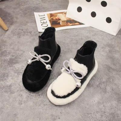 China 2020 Stylish Flat Style Winter Thickened Cotton Slip On Winter Ladies Women Snow Boots Shoes for sale