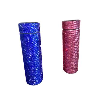 China 2021 PORTABLE Creative Custom Diamond-studded Thermos Bottle Decoration 304 Stainless Steel Airless Airless Bottle for sale