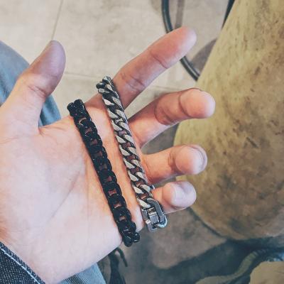 China FASHIONABLE Retro Men's Wholesale Custom Punk Link Chain Minimalism Color Cuban Bracelet for sale