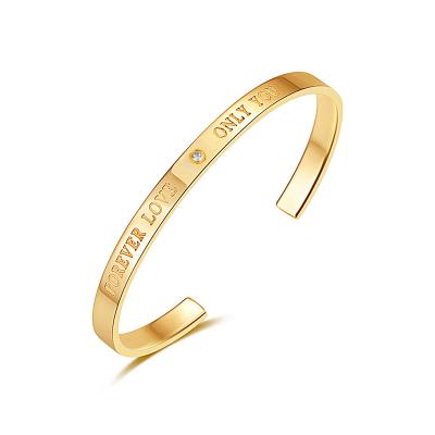 China CLASSIC Women Gold Plated Stainless Steel Cuff Bracelet for sale