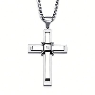 China FASHIONABLE Wholesale Most Popular Western Simple Design Silver Cross Charm Men's Necklace Chain for sale