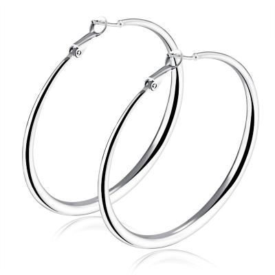 China Popular Fashion Brand Jewelry Women Silver Medium Round Shape Circle Earrings Designs for sale