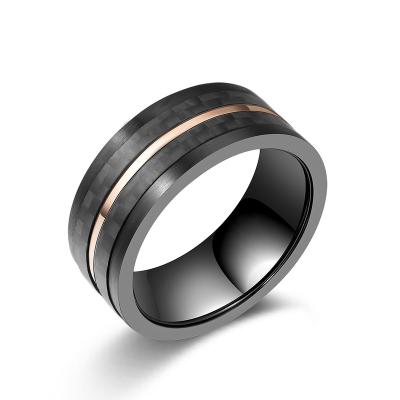 China Fashionable Wholesale Man Ring Black Carbon Fiber Fashion Gift for sale