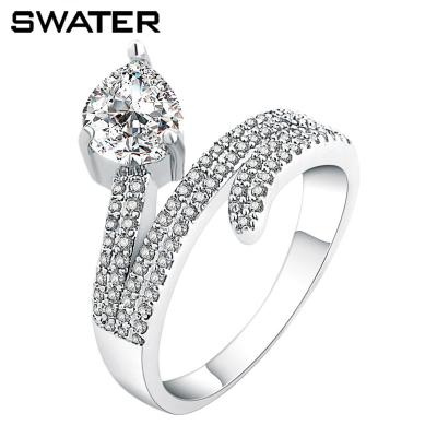 China Factory Price Non-Corrosive Unique Designs Promise White Gold Diamond Engagement Ring for sale