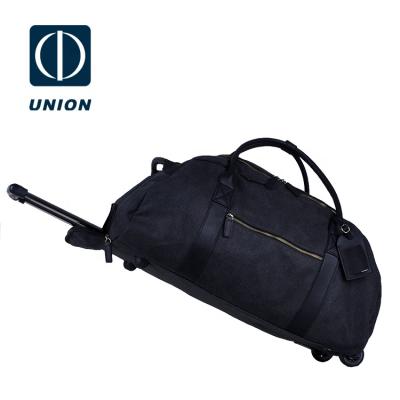 China Multifuctional Black Wax Canvas Trolley Travel Bag Detachable Rolling Suitcases Luggage Sets New Design Maletas Universal Wheeled Briefcase for sale