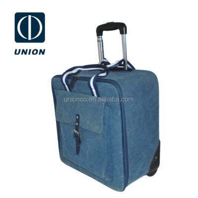 China Multifuctional Wax Blue Canvas Suitcases Rolling Luggage Sets Customerizd Maletas Universal Wheeled Briefcase Trolley Travel Detachable Bag for sale