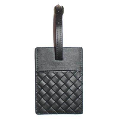 China Fashion Wholesale Label Fasion Black PU Luggage Tag Genuine Leather Causal Swingtag for sale